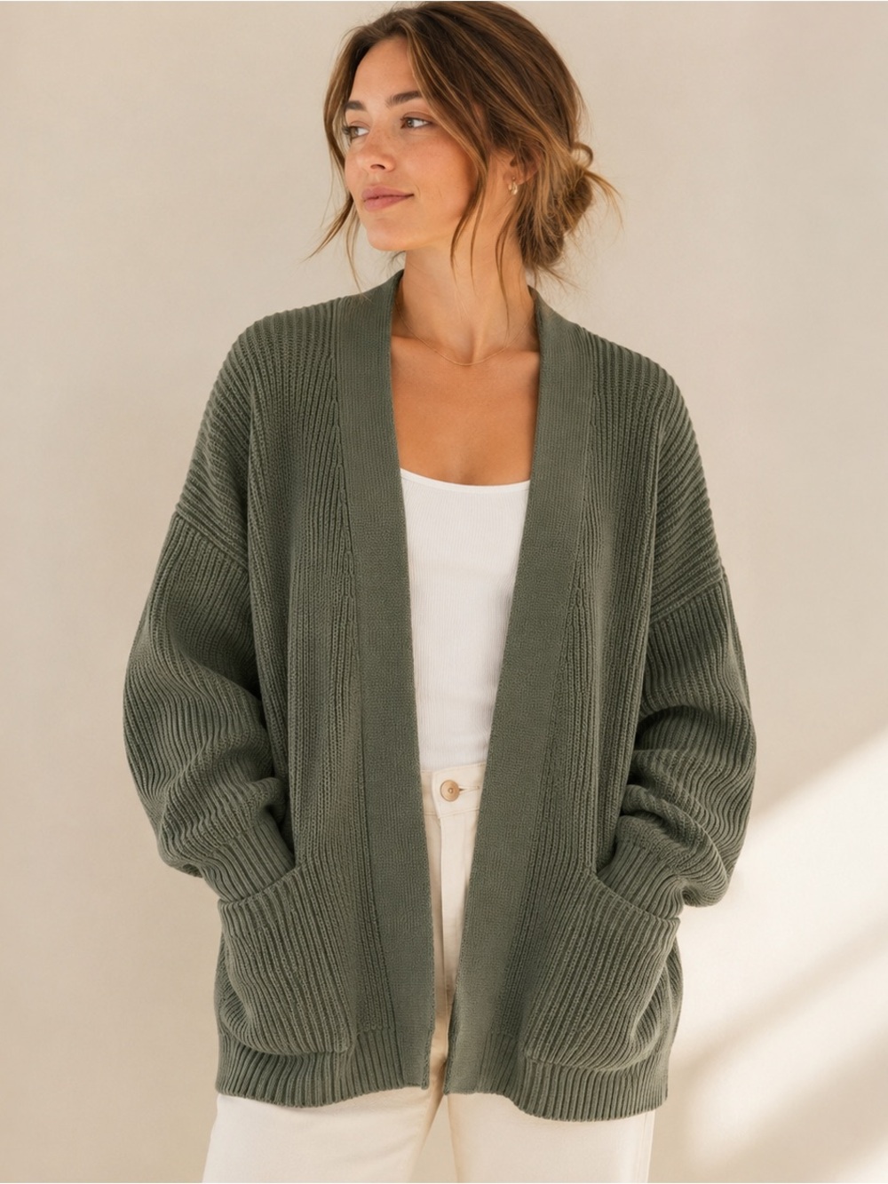 Quince Organic Cotton Oversized Cardigan Agave XL NWT
